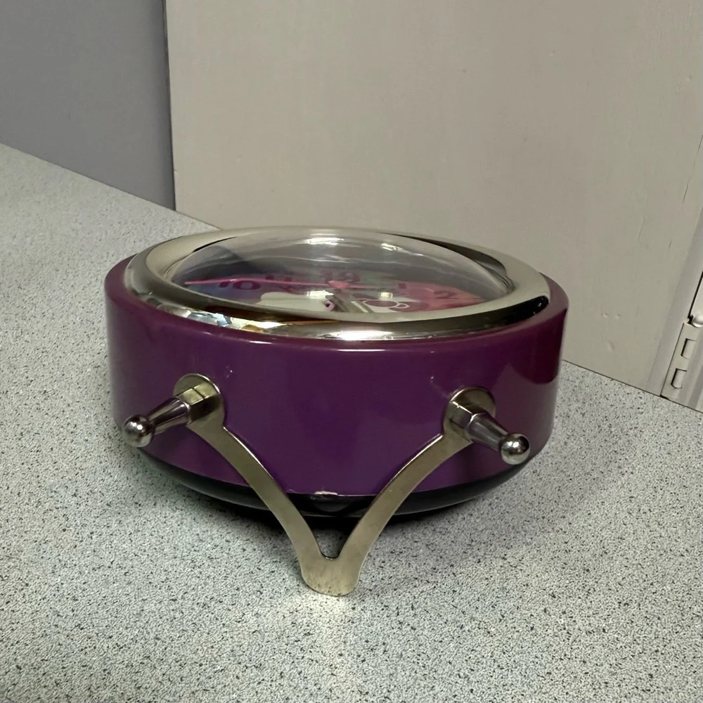 Hello Kitty Purple Alarm Clock with holographic face/glowing hands. Y2K. - Picture 6 of 9